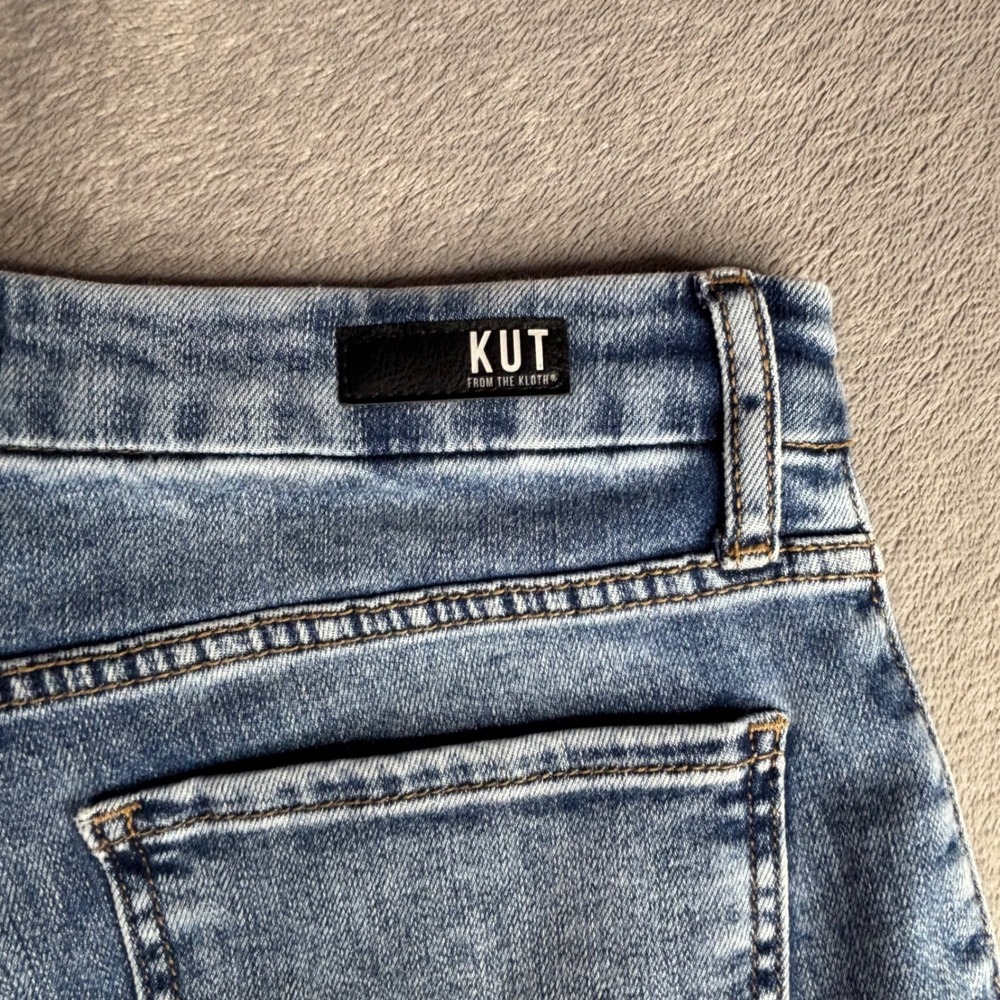 KUT from the Kloth Meg Wide Leg Jeans Womens 8 Blue High Rise Hemmed 23" inseam - Picture 5 of 9